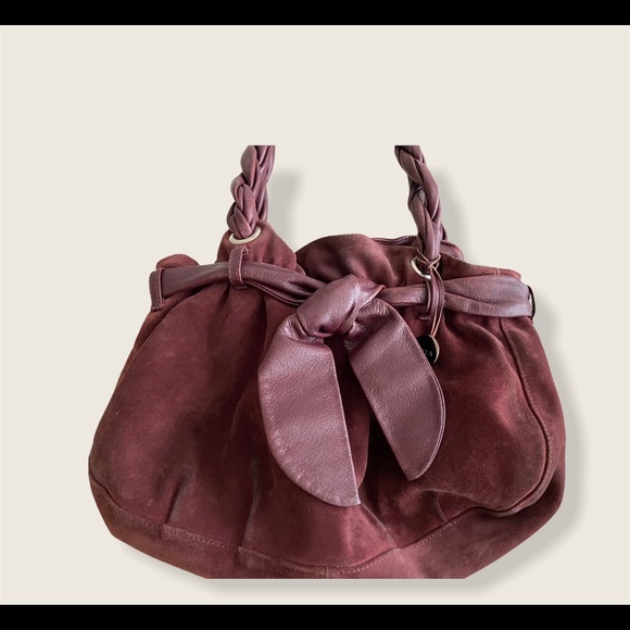 Furla Handbags - Furla suede and soft leather burgundy bag